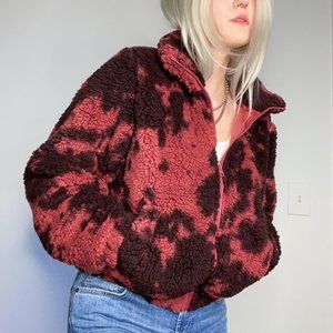 NWT Sage Collective Tie Dye Crop Teddy Jacket